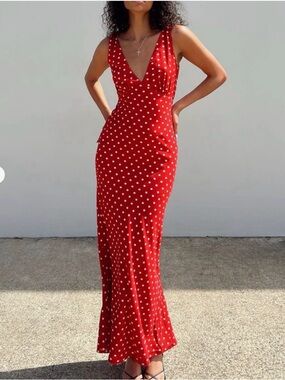 Princess Polly Red Polka Dot V-Neck Maxi Dress